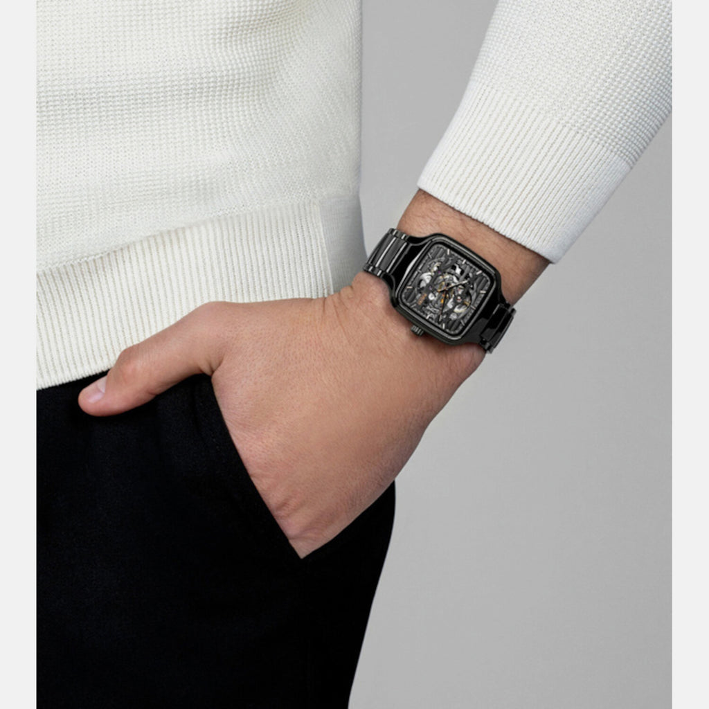 True Square Unisex Automatic Grey Dial Analog Ceramic Watch R27124162