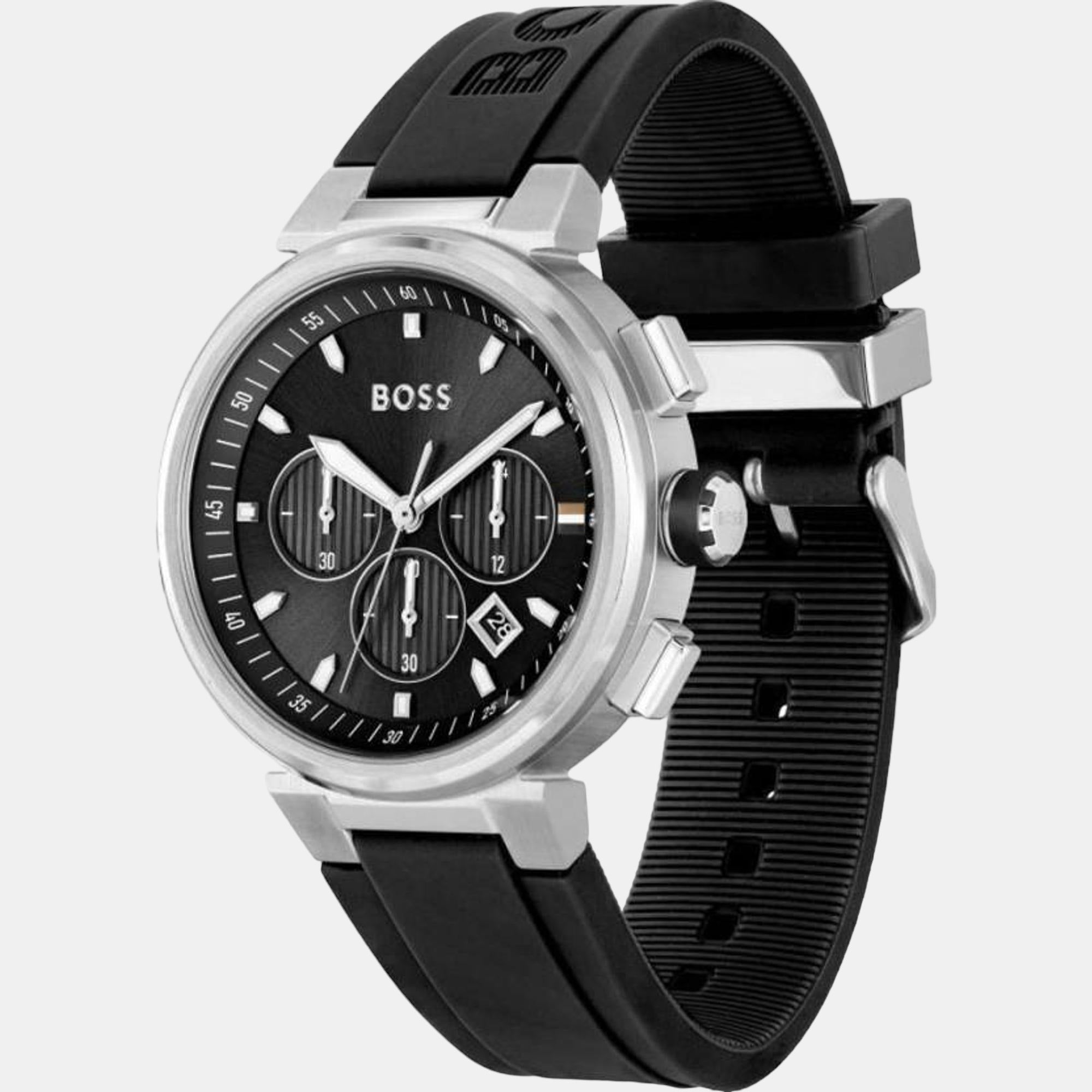 One Men Quartz Black Dial Chronograph Silicone Watch 1513997
