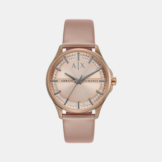 Female Rose Gold Analog Leather Watch AX5272