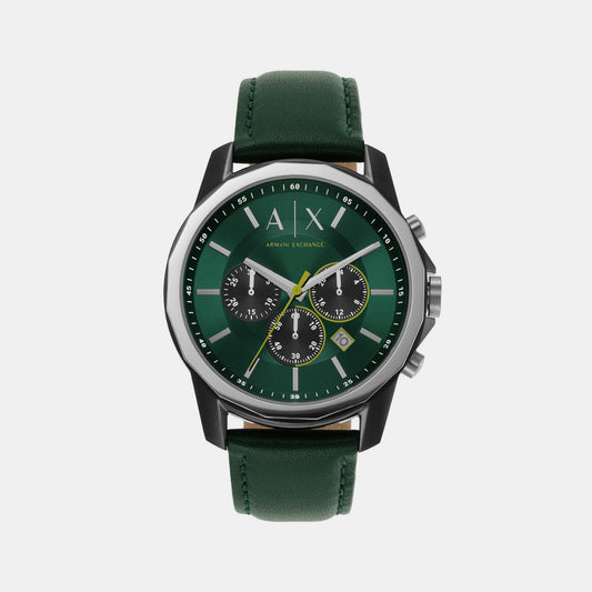 Male Green Chronograph Leather Automatic Watch AX1741