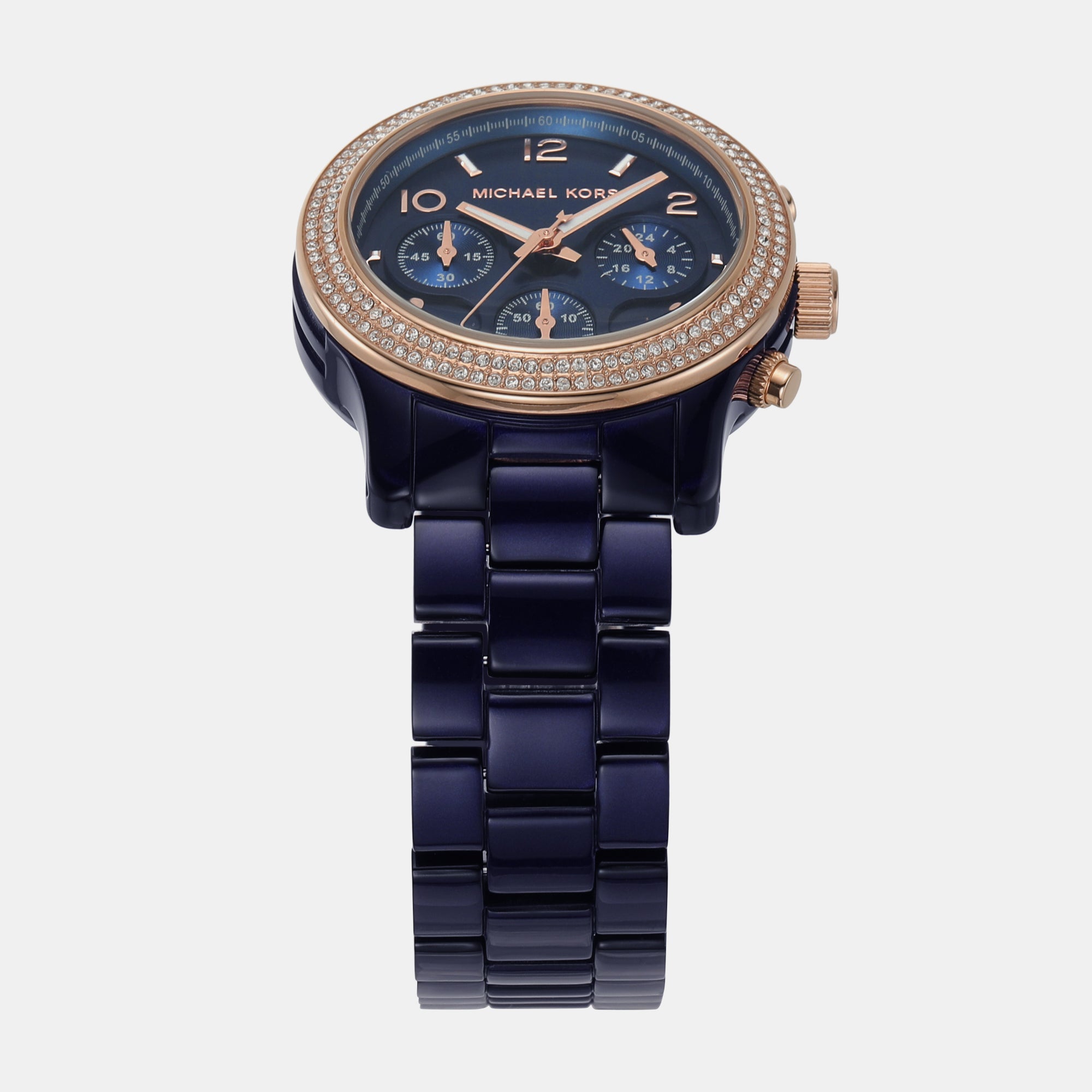 Female Runway Chronograph Navy Acetate Watch MK7423 – Just In Time