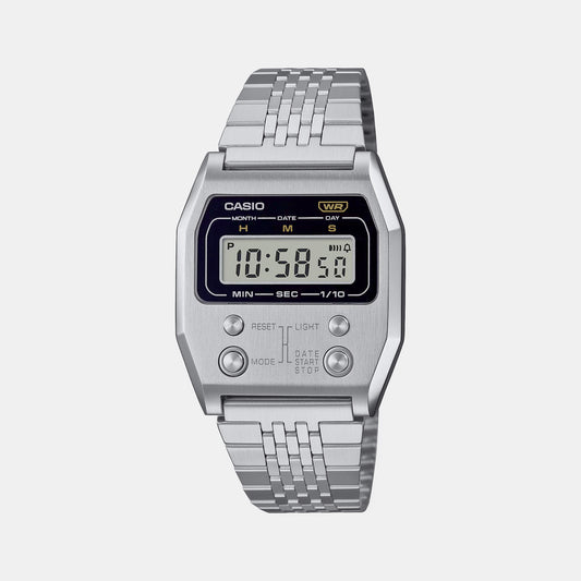 Vintage Silver Unisex Digital Stainless Steel Watch D326