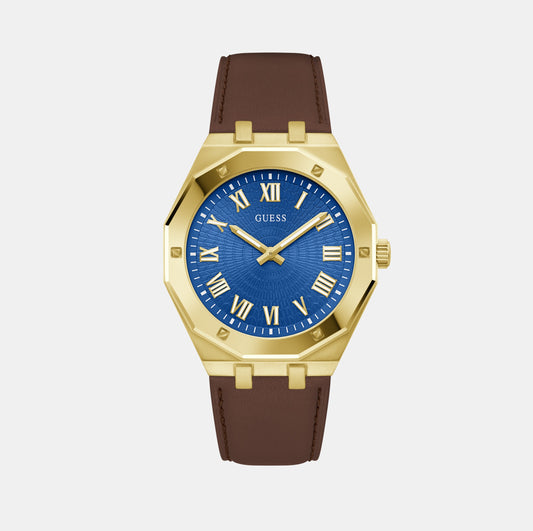 Asset Male Blue Analog Leather Watch GW0663G2
