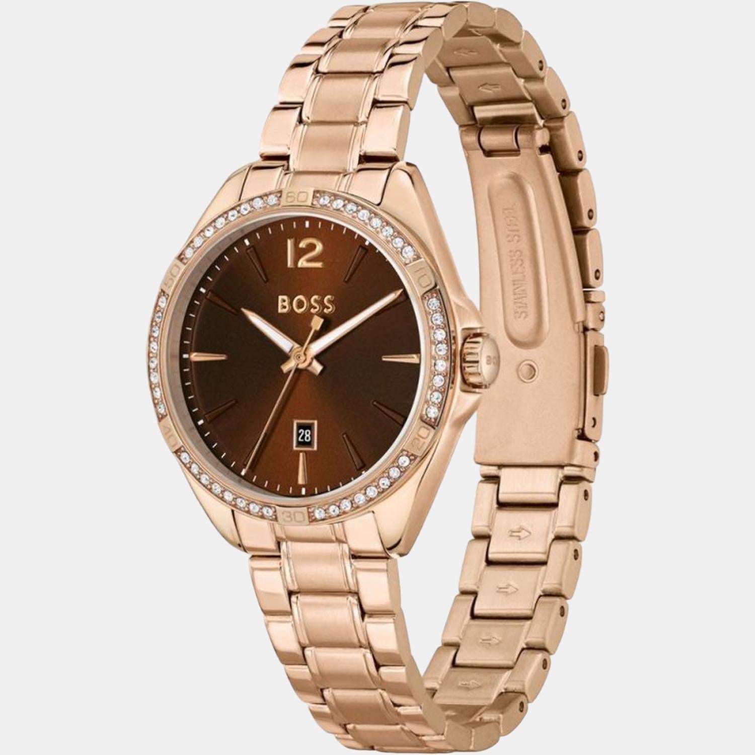 Boss Women Round Brown watch