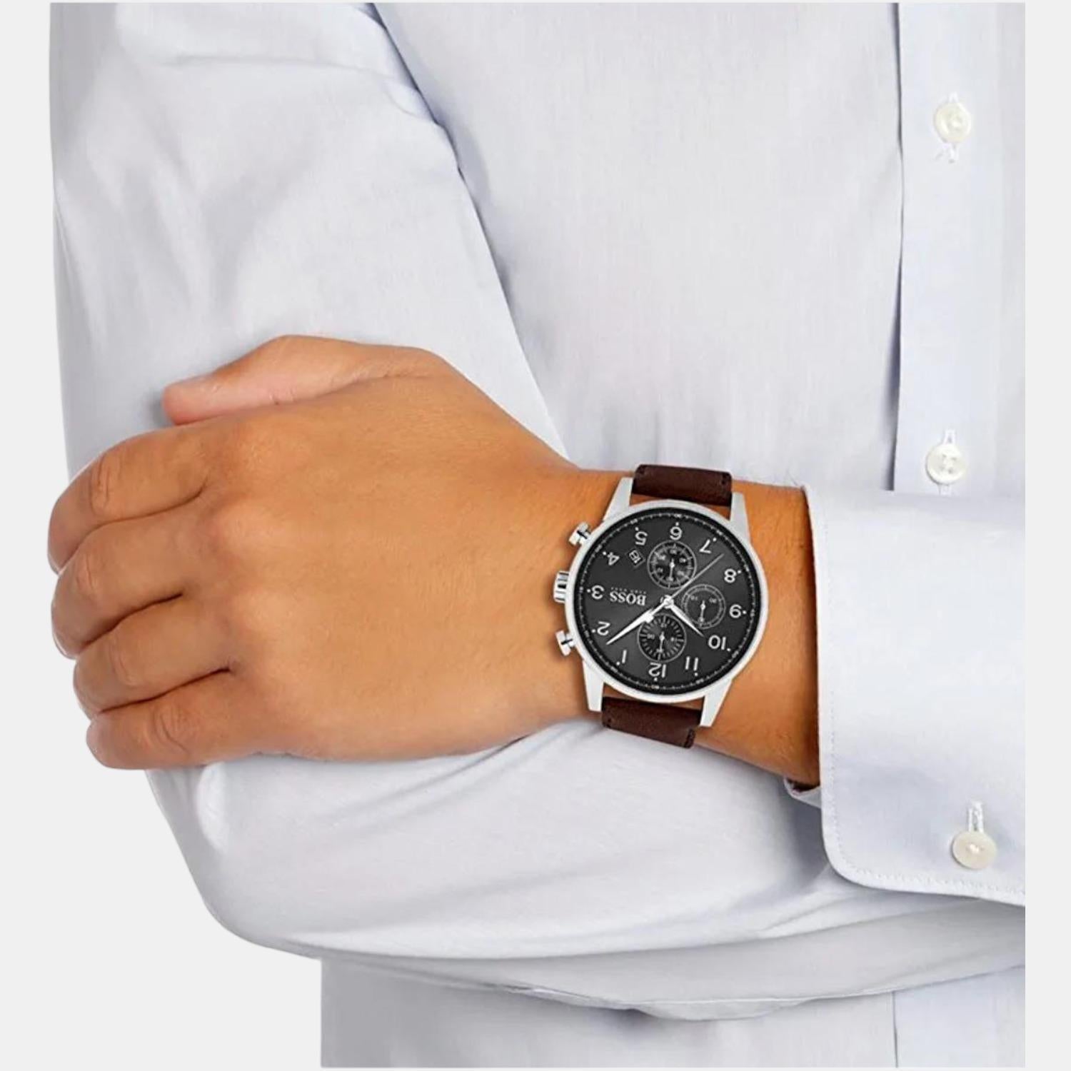 Boss Men Round Grey watch