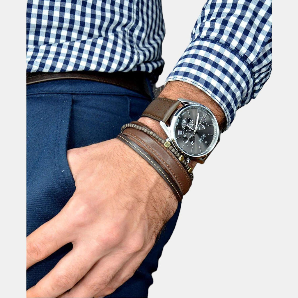 Boss Leather Grey watch