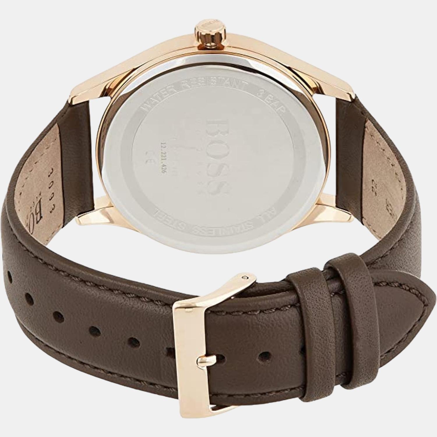 Hugo boss watch on sale blue face leather strap