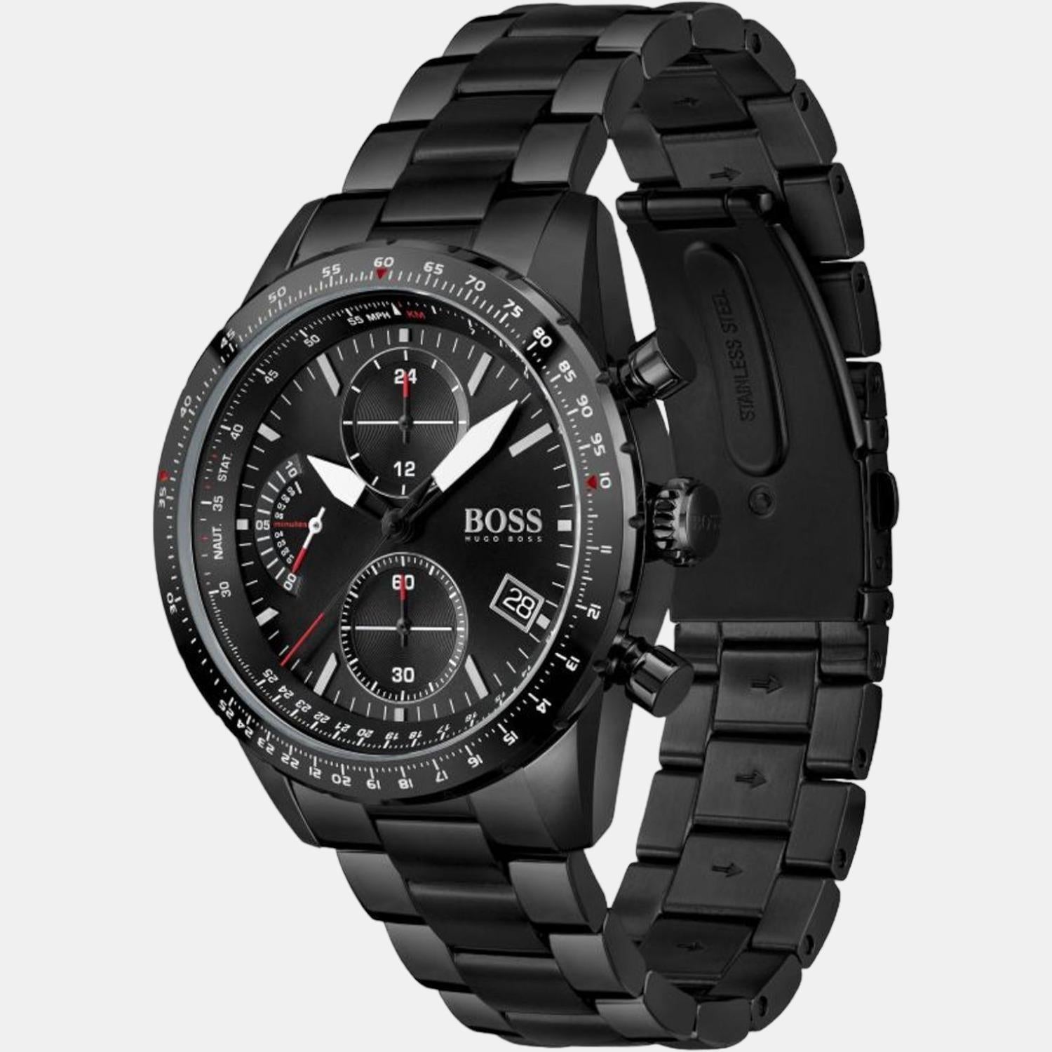 Boss Male Black Analog Stainless Steel Watch Boss Just In Time