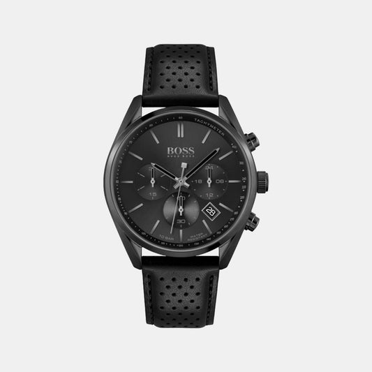 Male Black Leather Chronograph Watch 1513880