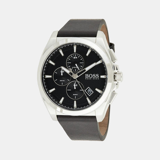 Male Black Leather Chronograph Watch 1513881