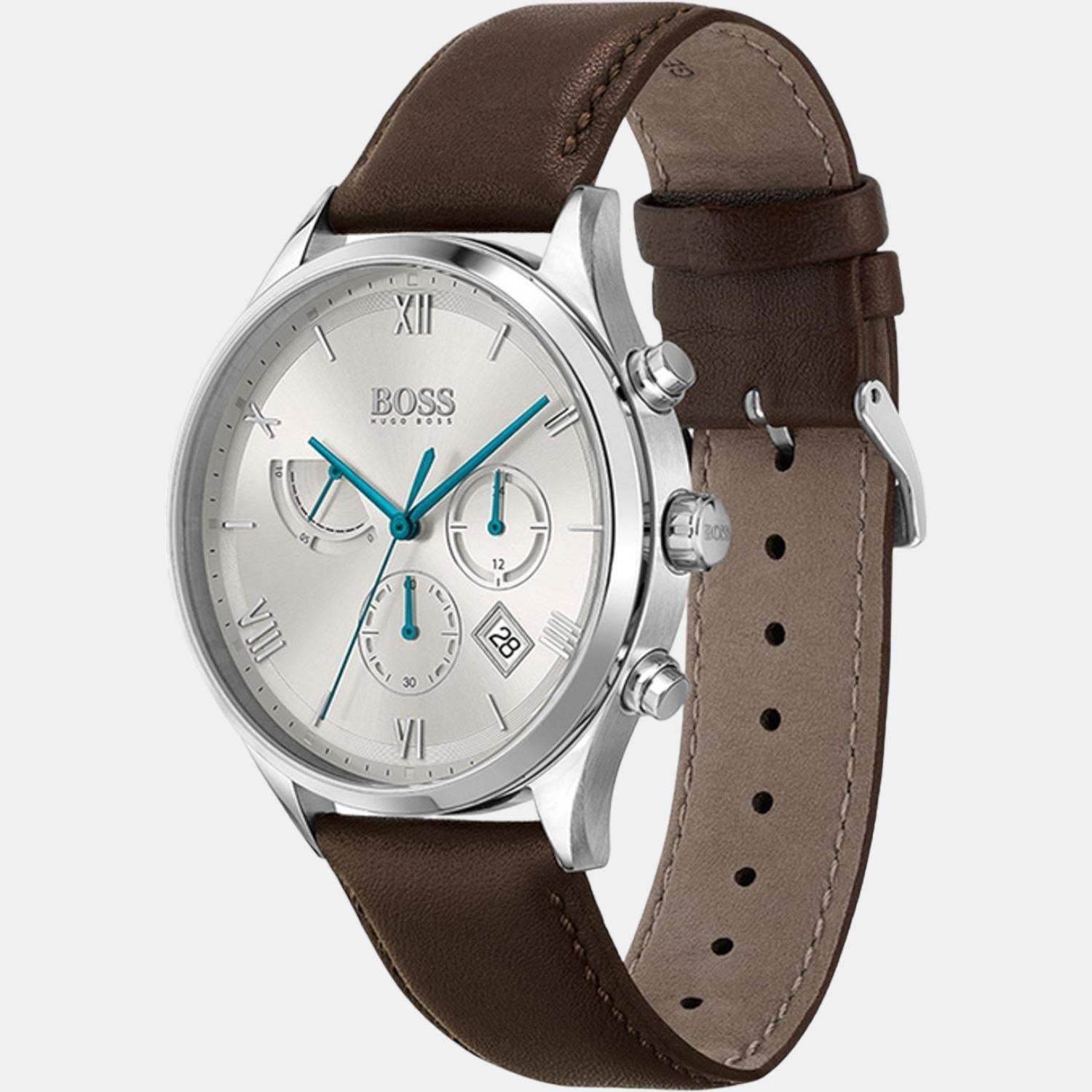 Boss Men Round Silver watch