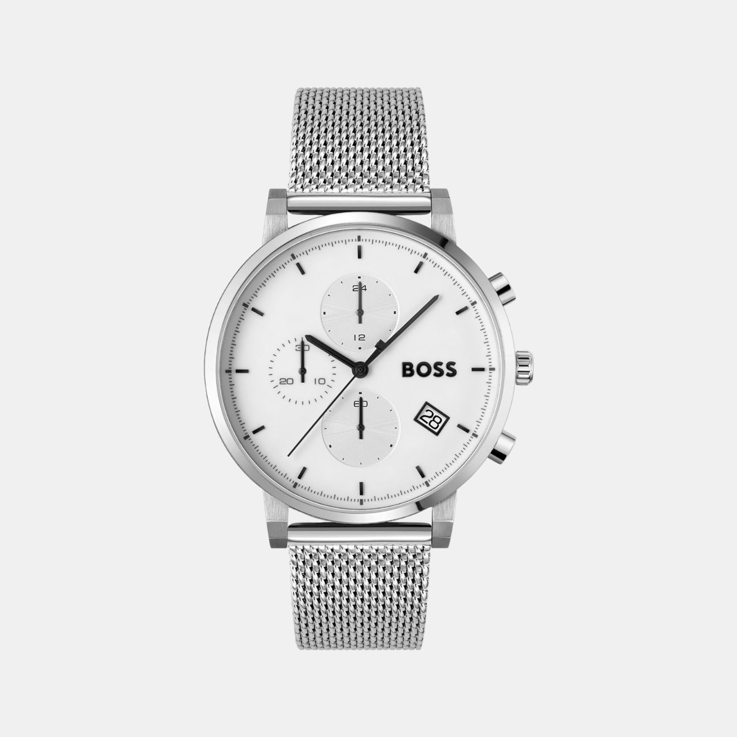 Integrity Boss Boss Integrity Men Quartz White Dial Analog Stainless Steel Watch ...