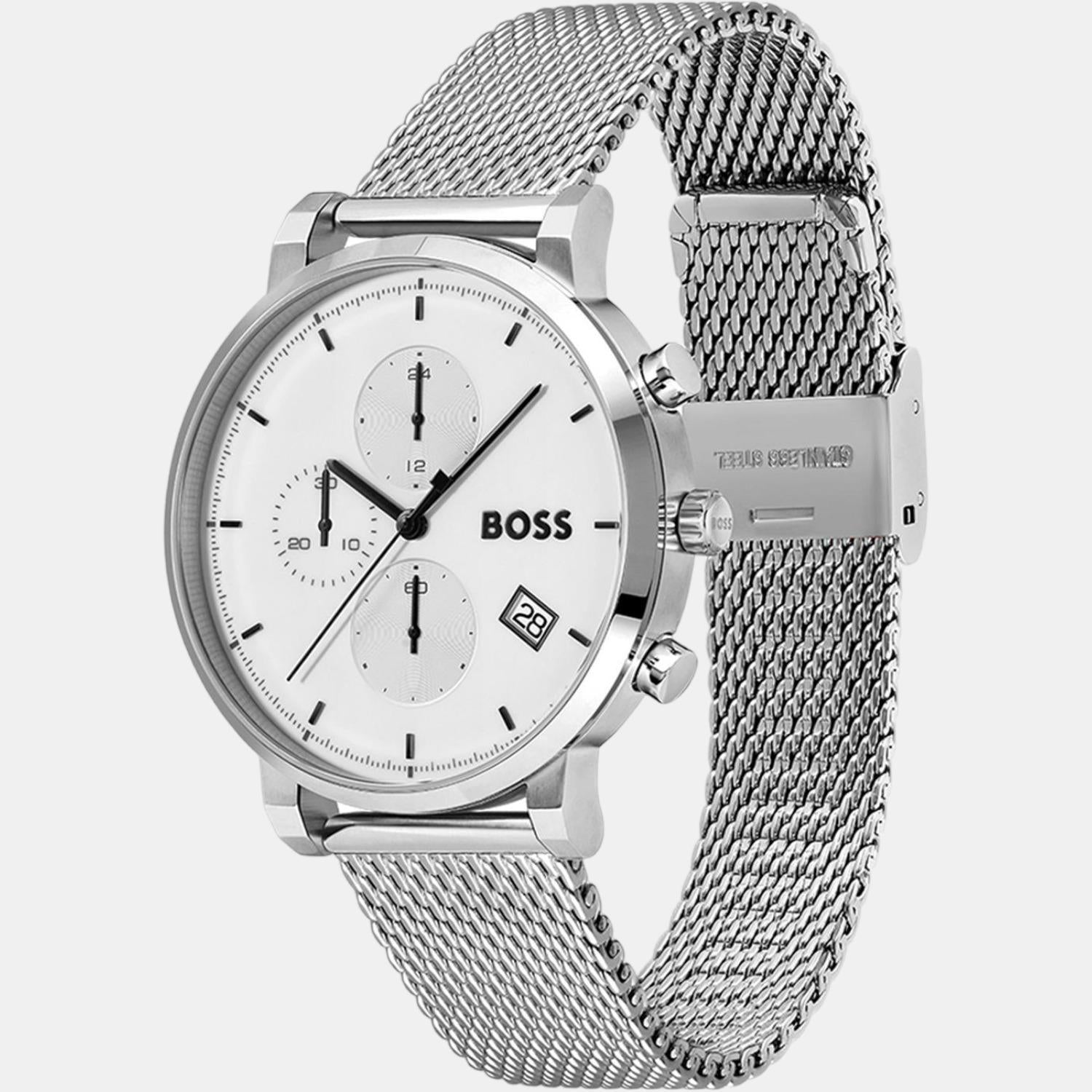 Boss Men Round White watch