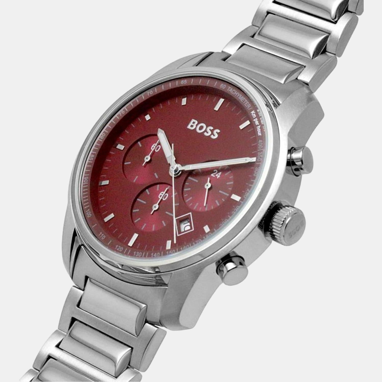 Boss Male Red Analog Stainless Steel Watch Boss Just In Time