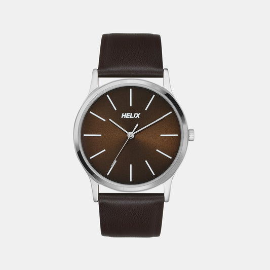 Male Brown Analog Leather Watch TW054HG03