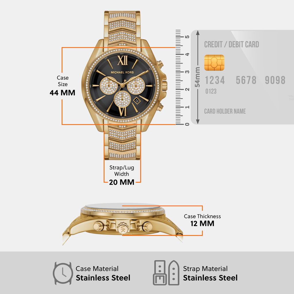 Whitney Women Quartz Black Dial Chronograph Stainless Steel Watch MK7224