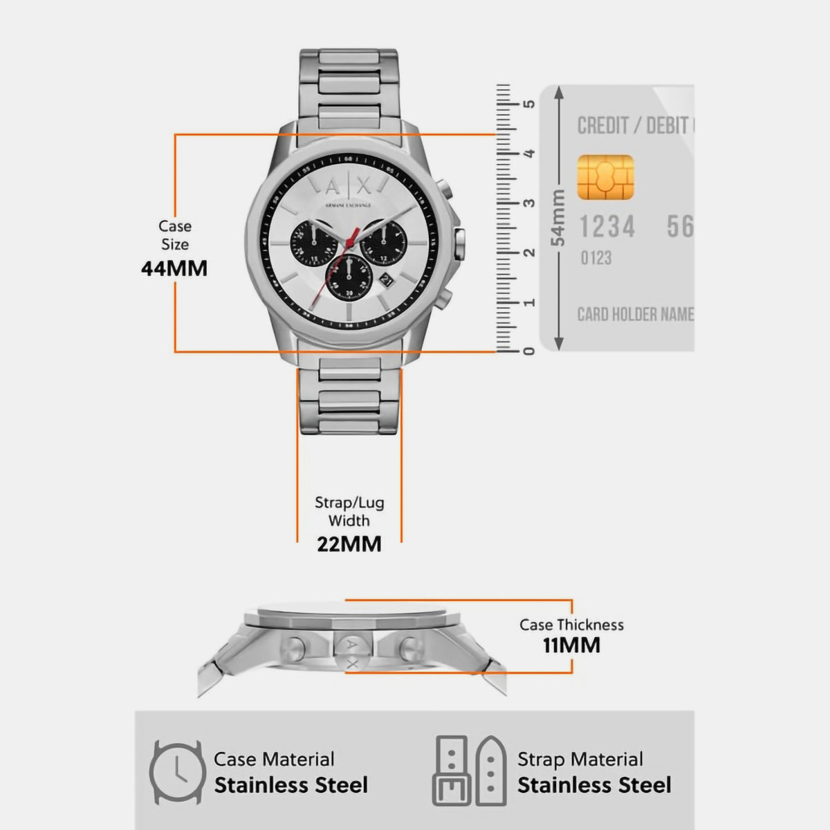 Armani Exchange 44 mm Silver Quartz watch