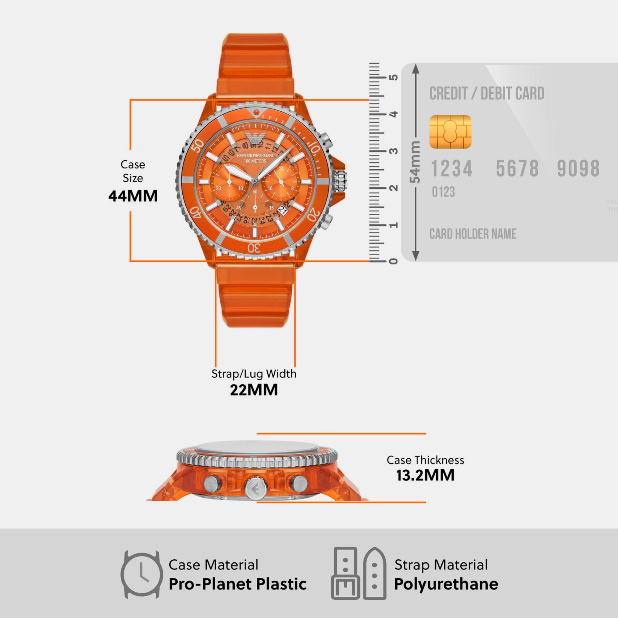 Male Orange Chronograph Polyurethane Watch AR11535 Just In Time