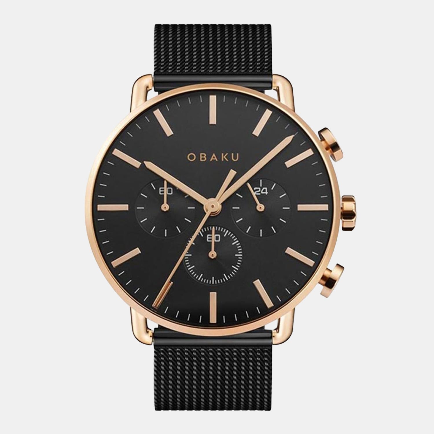 Obaku Round Black Chronograph watch
