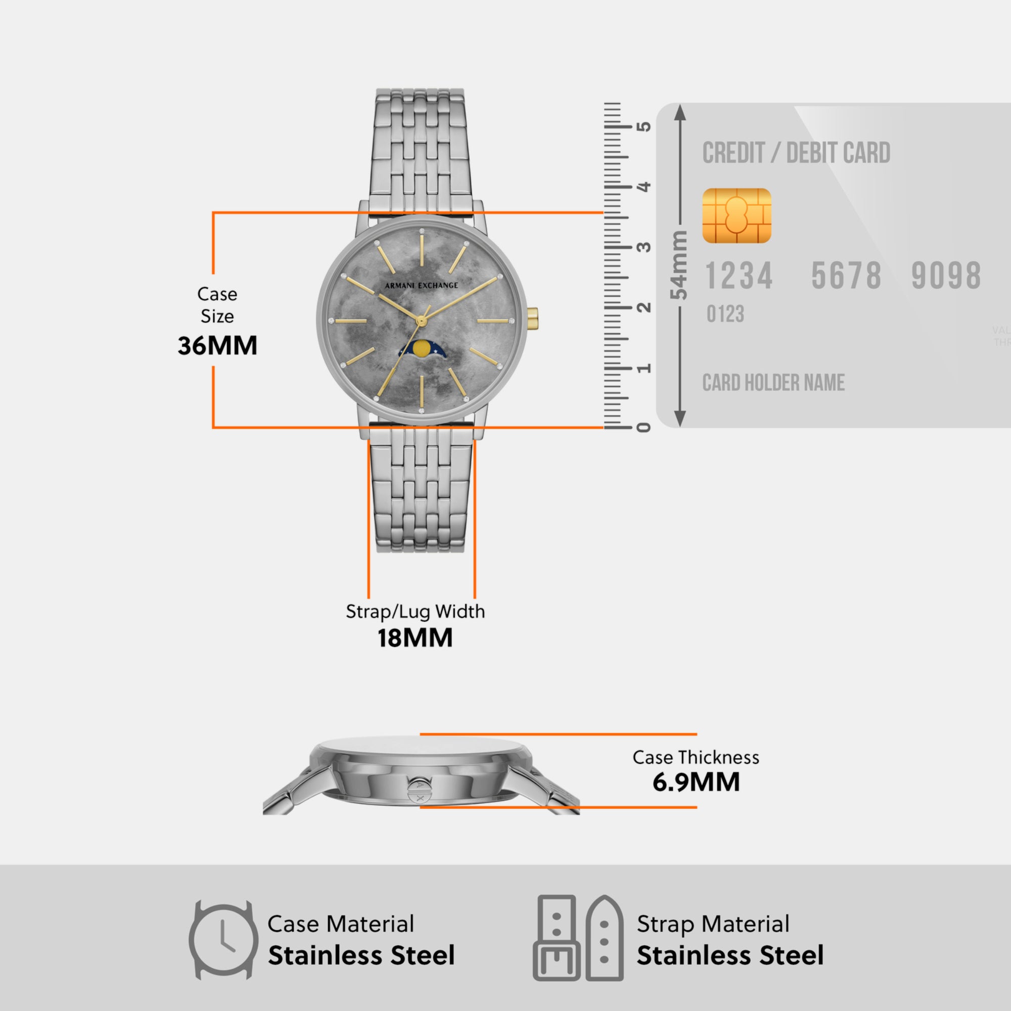 Female Grey Analog Stainless Steel Watch AX5585 – Just In Time