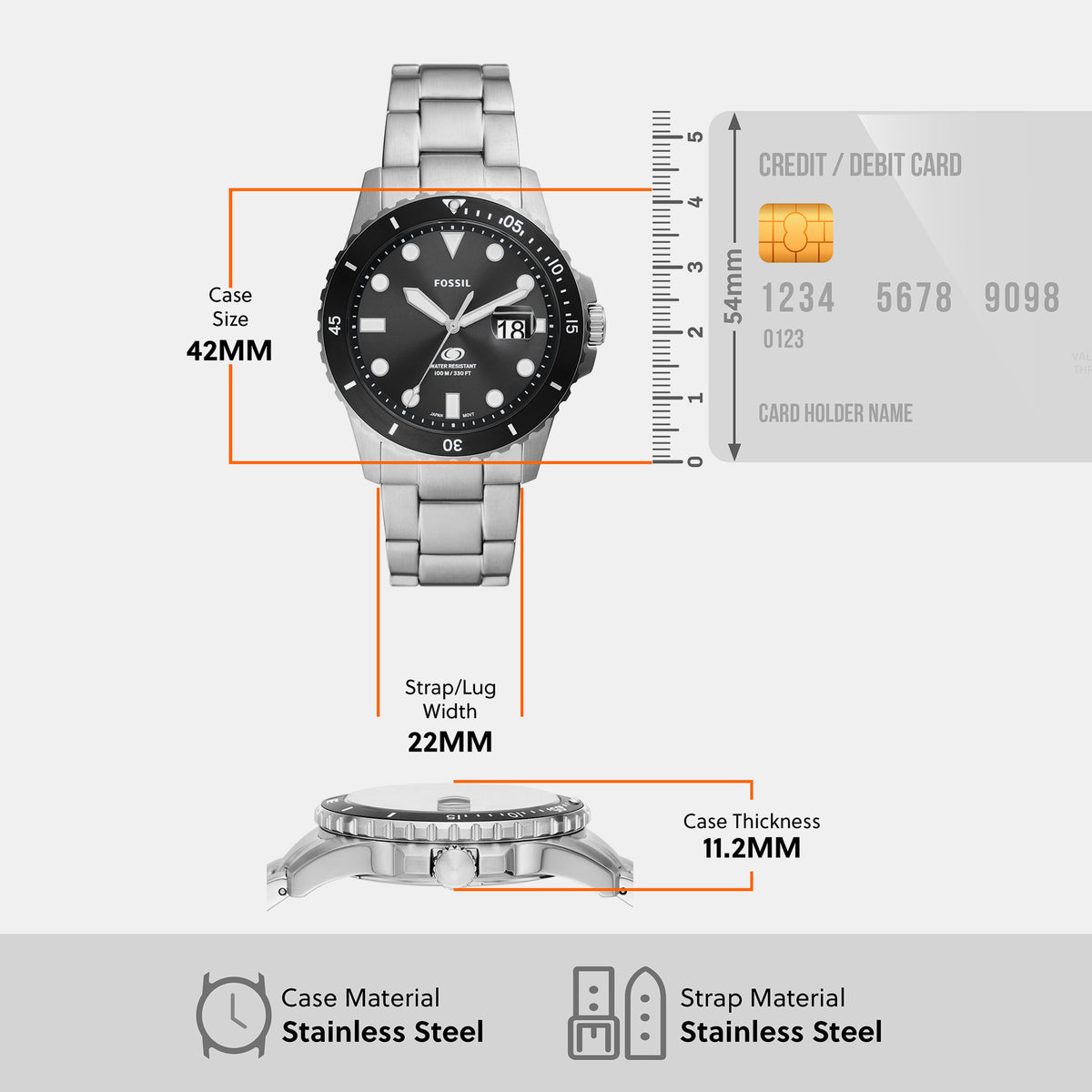 Fossil 30 mm Silver Quartz watch