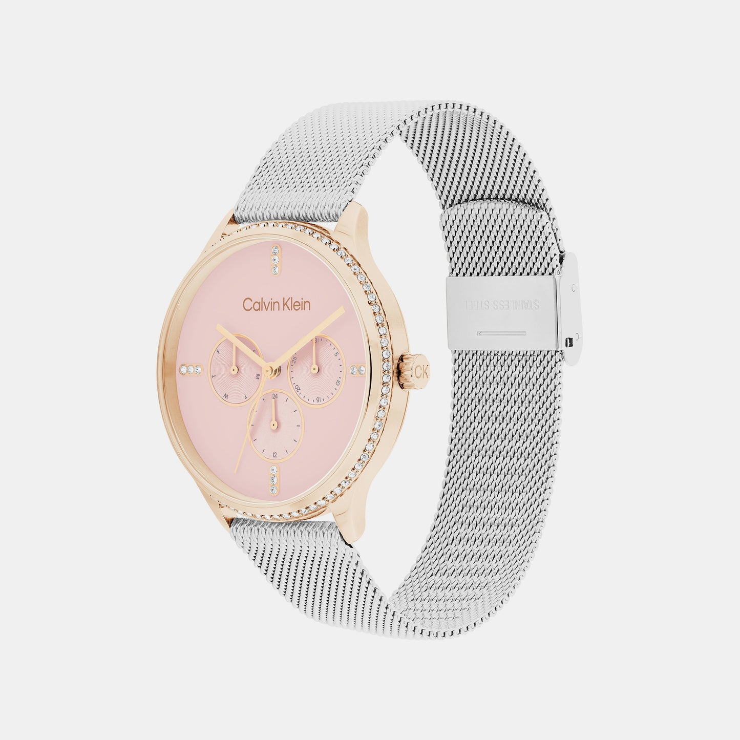 Dress Women Pink Chronograph Mesh Watch 25200374