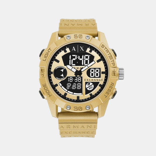 Male Gold Digital Polyurethane Watch AX2966