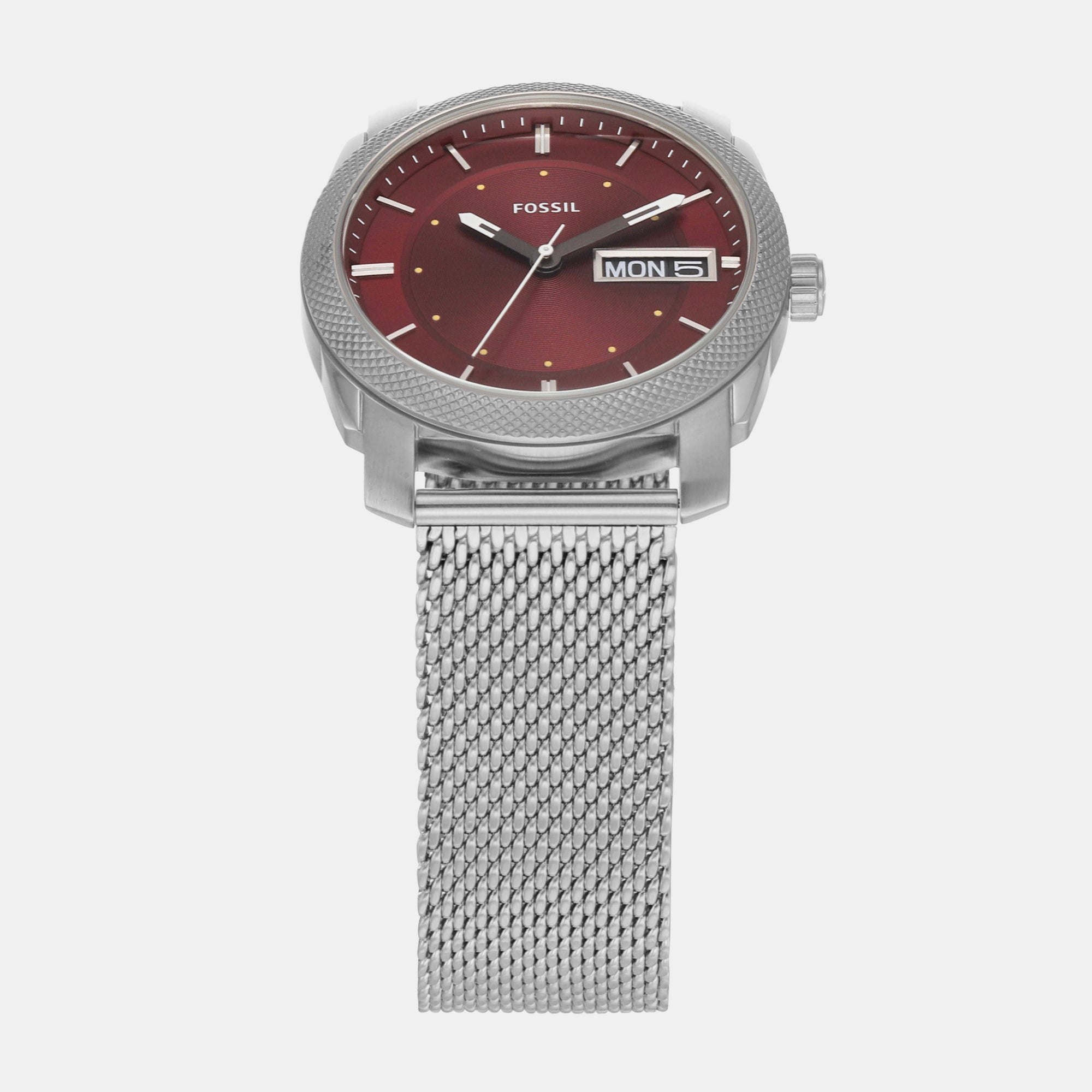 Male Machine Three-Hand Day-Date Stainless Steel Mesh Watch FS6014