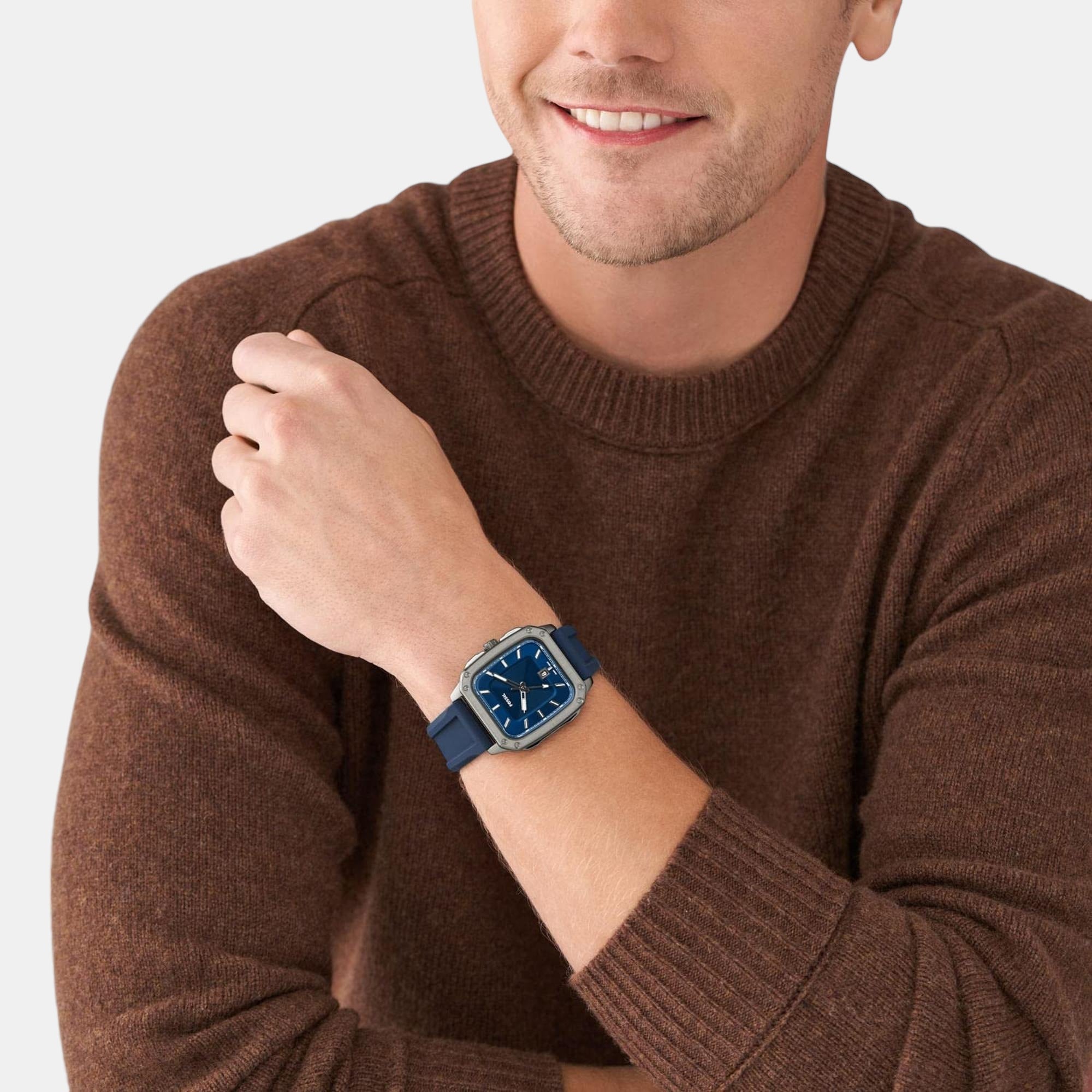 Inscription Men Quartz Blue Dial Analog Silicone Watch FS5979