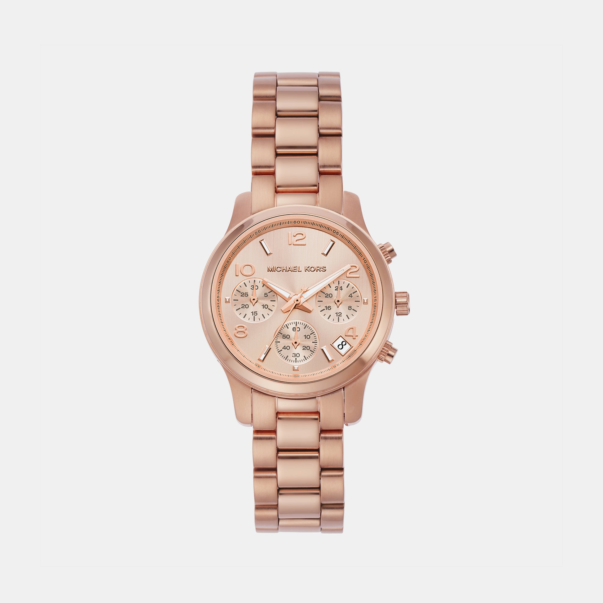 Runway Women Quartz Rose Gold Dial Chronograph Stainless Steel Watch MK7327