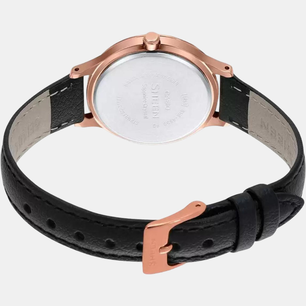 Sheen Women Quartz Black Dial Analog Leather Watch SH207