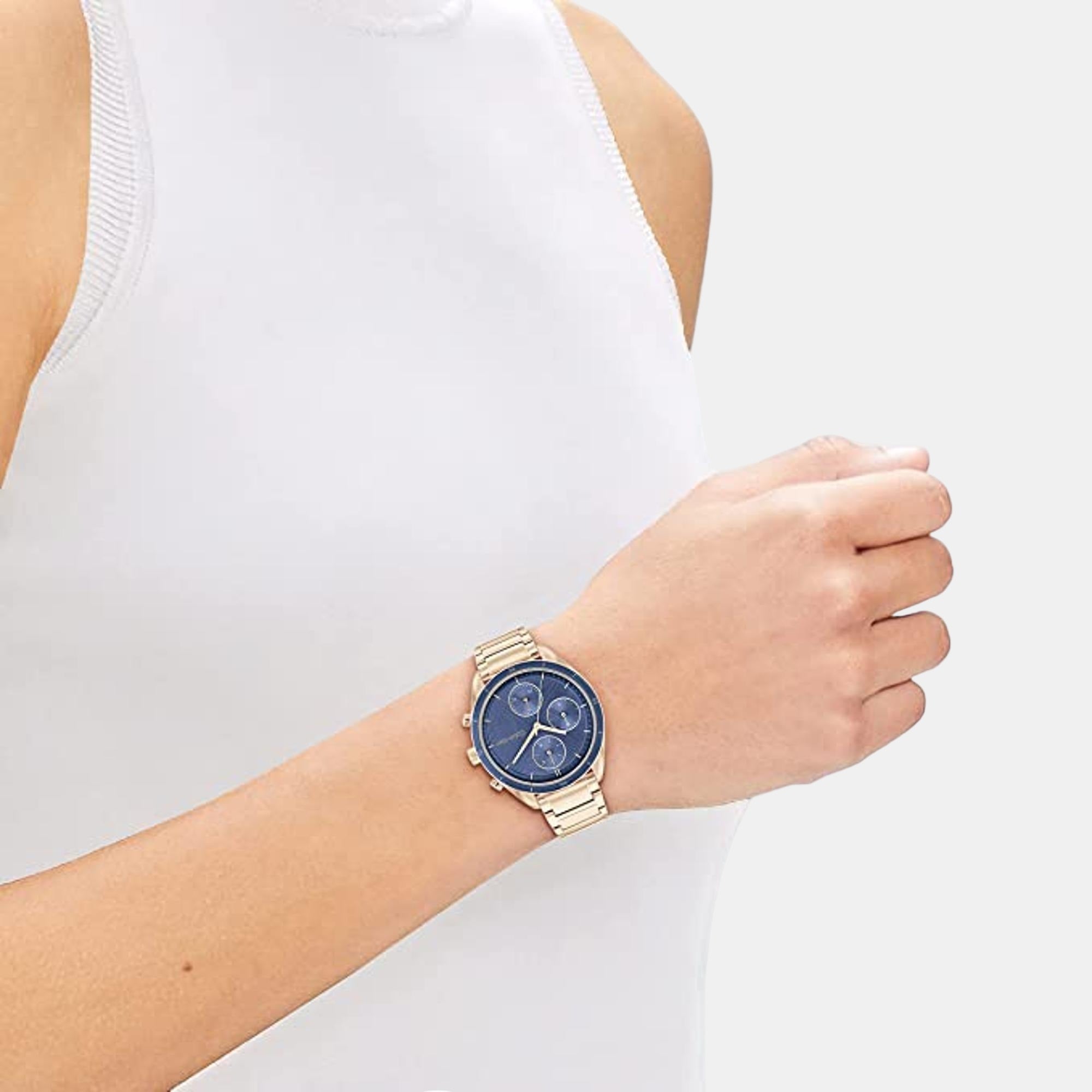 Sport Women Quartz Blue Dial Chronograph Stainless Steel Watch 25200172