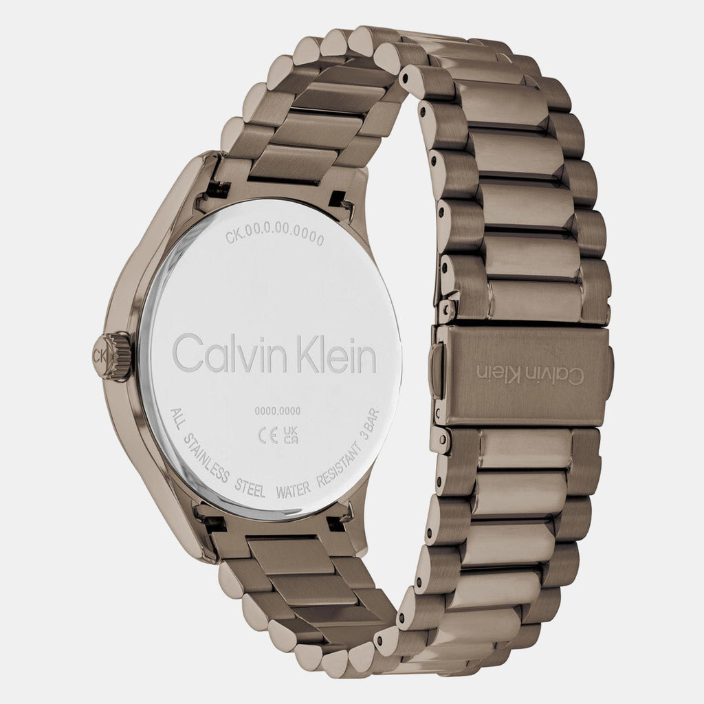 Ck Iconic Unisex Quartz Khaki Dial Analog Stainless Steel Watch 25200228