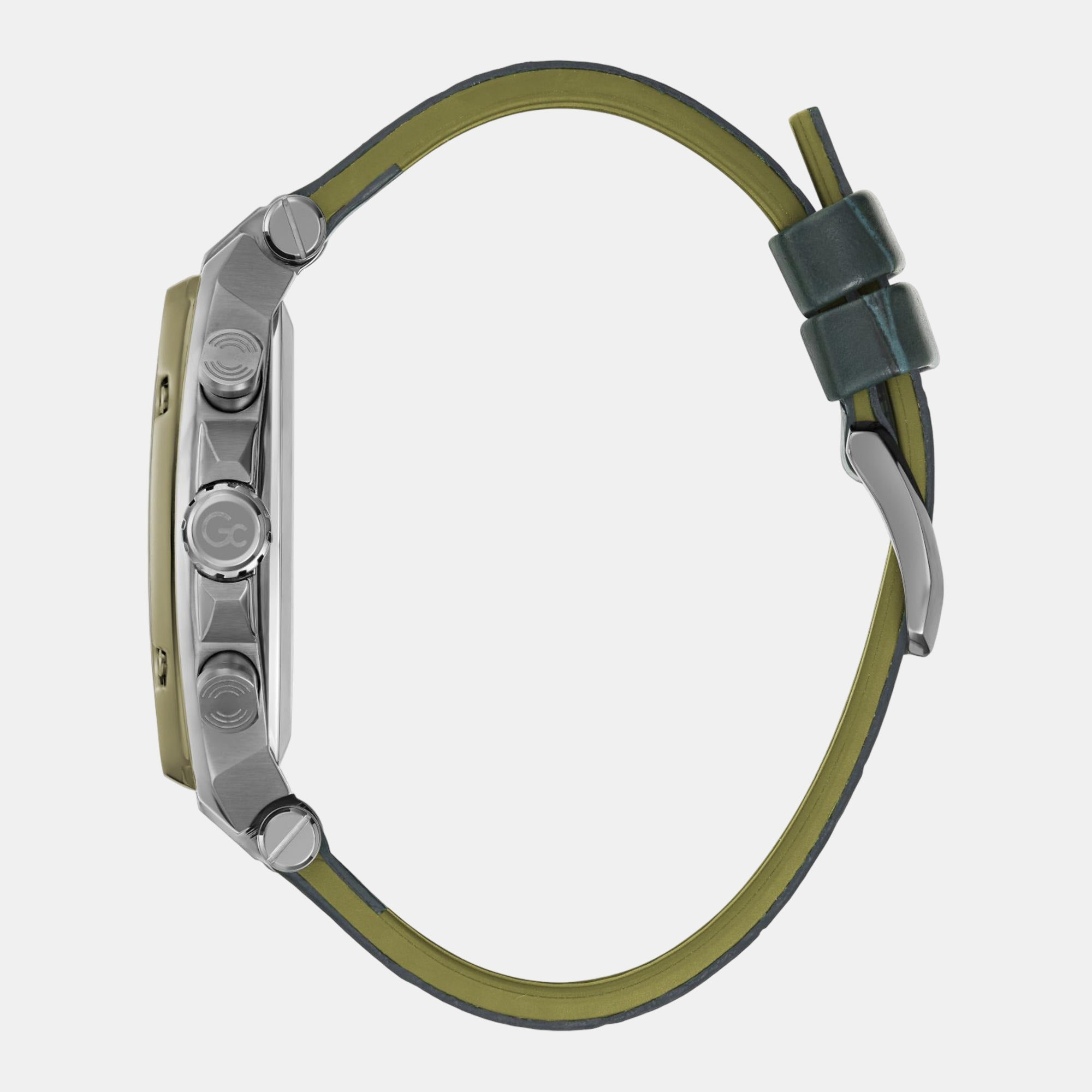 Men Quartz Green Dial Chronograph Leather Watch Y83011G9MF