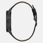 Monarch Men Quartz Black Dial Analog Leather Watch GW0566G2