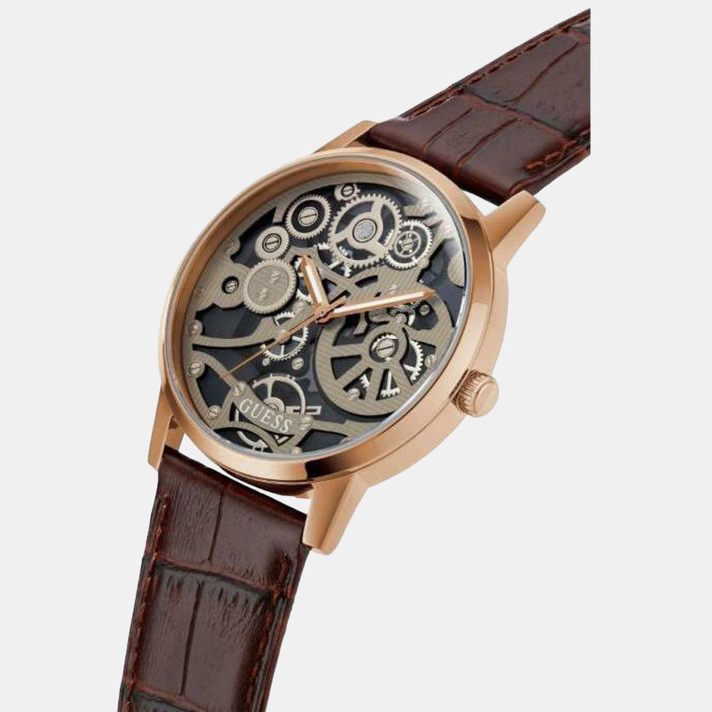 Men Quartz Brown Dial Analog Leather Watch GW0570G2