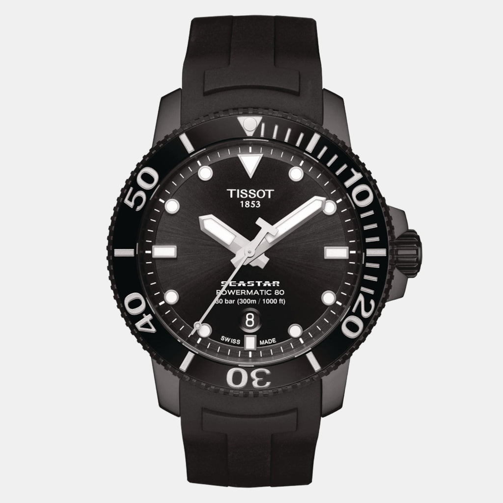 Seastar 1000 Men Automatic Black Dial Analog Silicone Watch T1204073705100