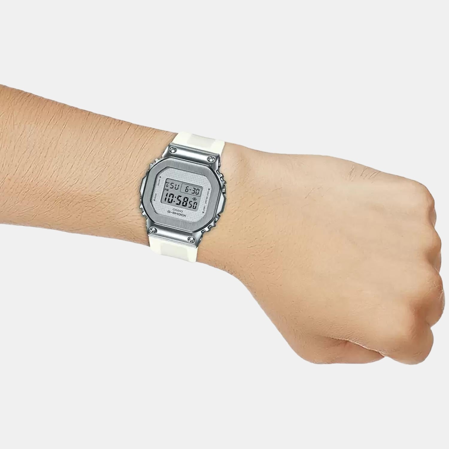 G-Shock Women Quartz White Dial Digital Resin Watch G1104