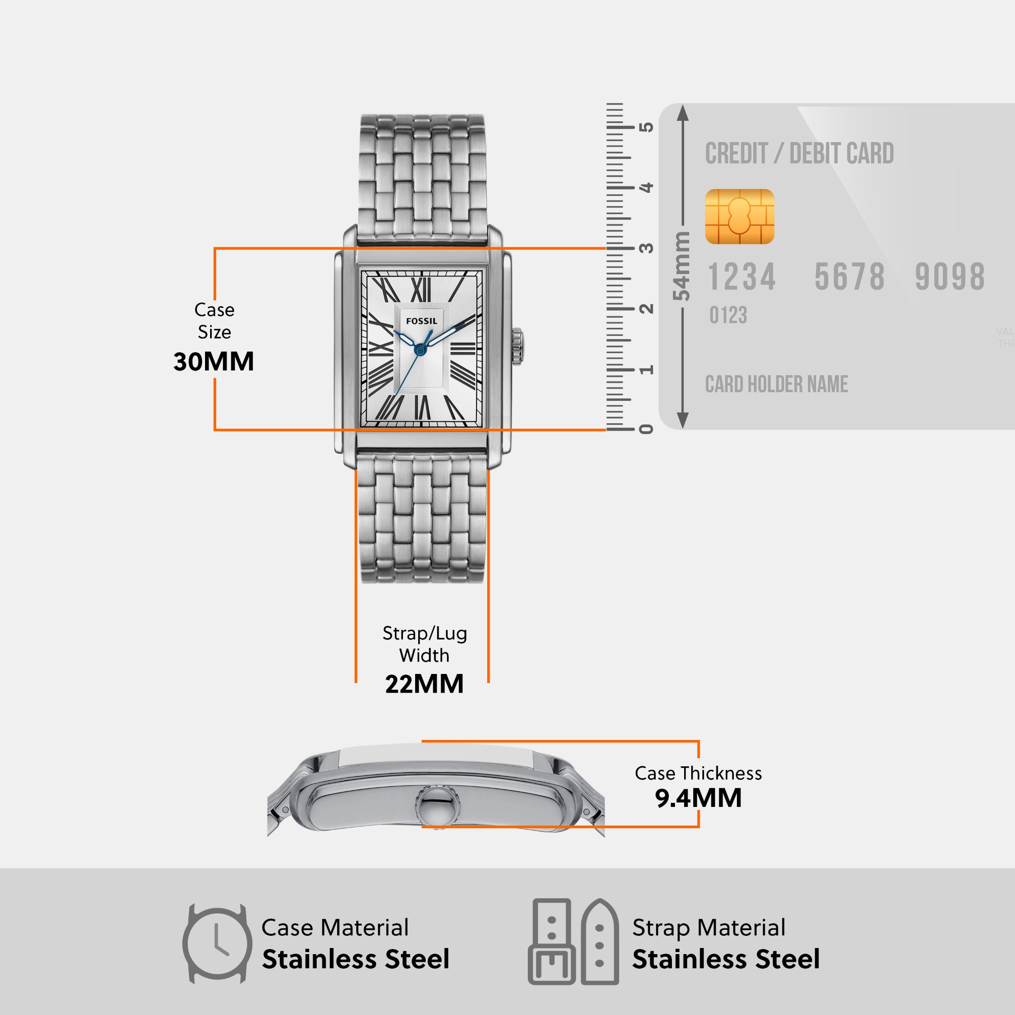 Male Carraway Three-Hand Stainless Steel Watch FS6008 – Just In Time