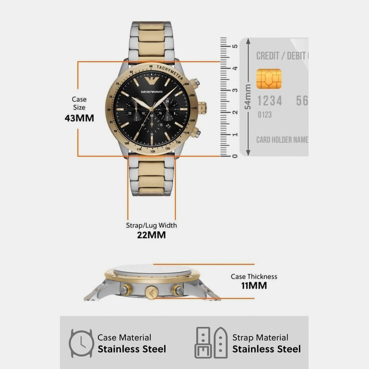 Emporio Armani Men Round Black watch