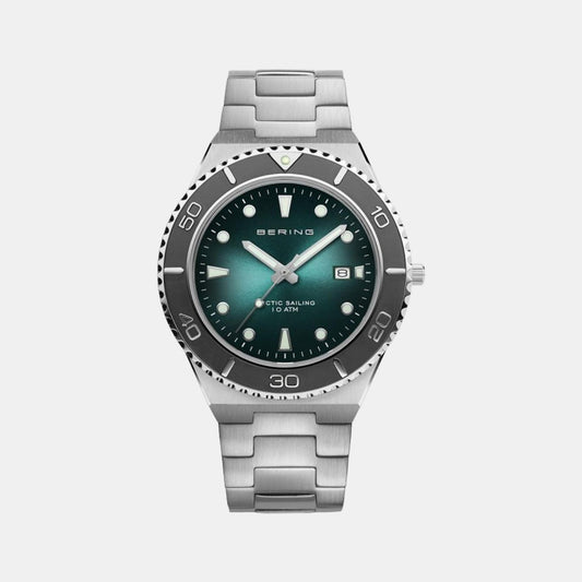 bering-stainless-steel-green-analog-male-watch-18940-708