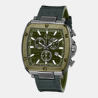 Men Quartz Green Dial Chronograph Leather Watch Y83011G9MF