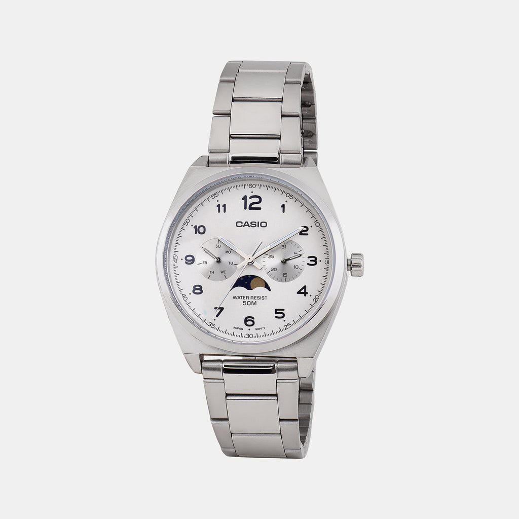 Casio Round White Chronograph watch