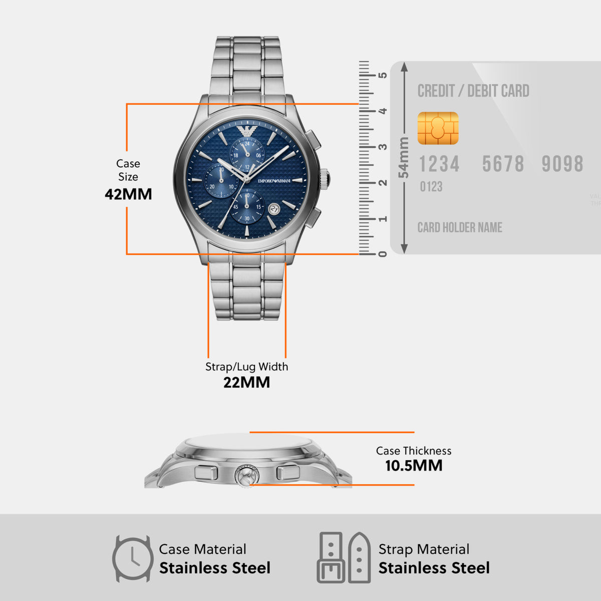 Emporio Armani Stainless Steel Round watch