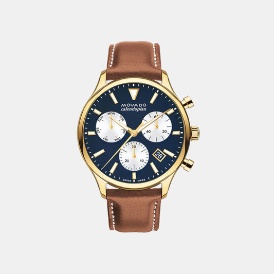 Male Blue Chronograph Leather Watch 3650148