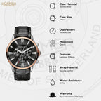 Superior Men Quartz Black Dial Analog Leather Watch 508837 41 75 05