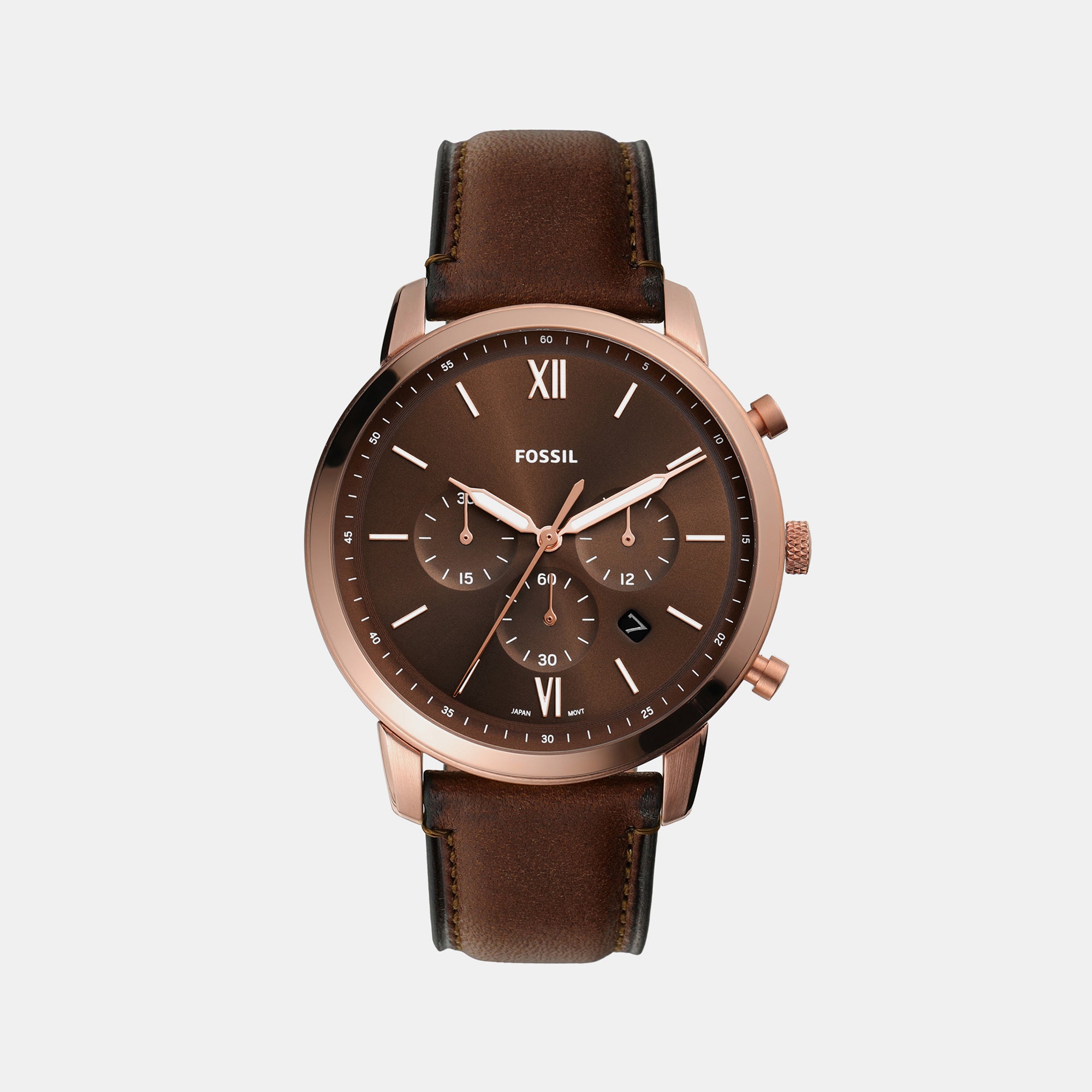 Fossil Round Brown Chronograph watch