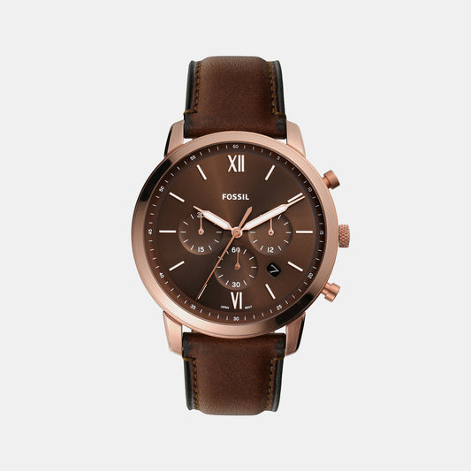Male Brown Chronograph Leather Watch FS6026