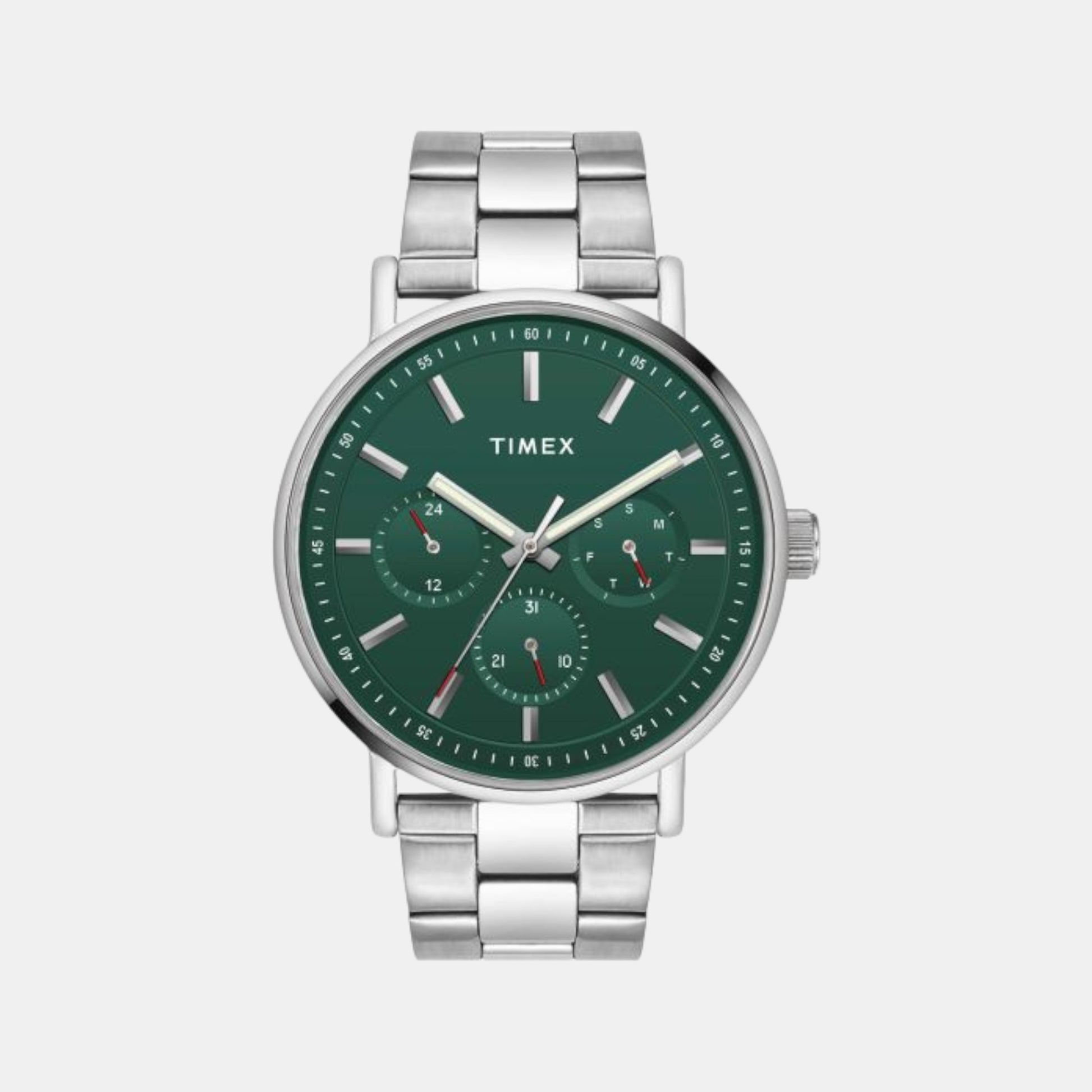 Fashion Men Quartz Green Dial Chronograph Stainless Steel Watch TWEG20017