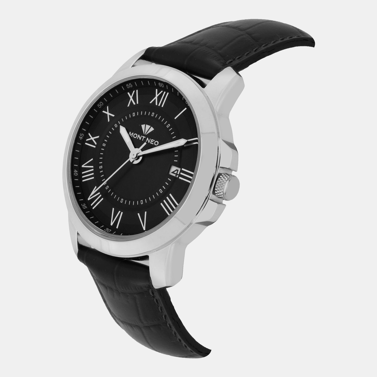 Men Black Analog Leather Watch 8002E-L1104